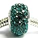 Sterling Silver Simulated May Birthstone Round Green Crystal European Style Bead Charm