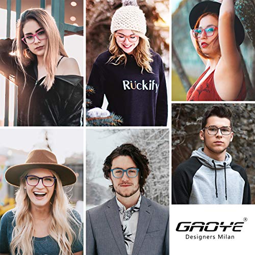 GAOYE Blue Light Blocking Glasses for Women Men,Spring Hinge Lightweight Computer Eyeglasses Anti UV Filter Lens - GYC8082 (Leopard-Tortoise/Transparent Lens)