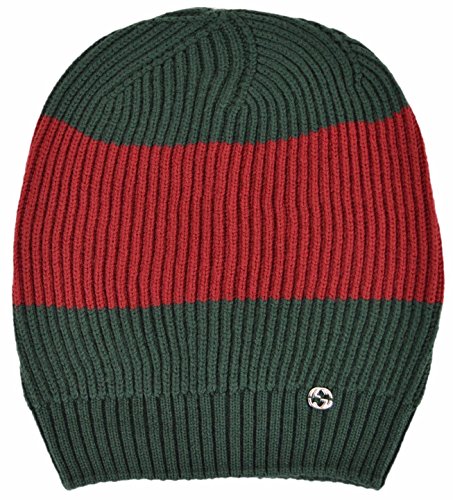 Gucci Men s Wool Green Red Interlocking GG Slouchy Beanie Ski Hat