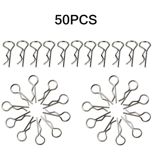 HOSIM 50pcs Durable Stainless RC Car Shell Body Clip Pins, 0.8mm Universal Replacement Pins for 1/12 1/16 1/18 1/24 Scale RC Vehicles and Hosim 9112 9122 9123 (Silver 15-WJ07)