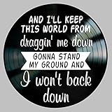 I Won't Back Down Song Lyric Art Inspired by Tom Petty Vinyl Record Album Wall Decor