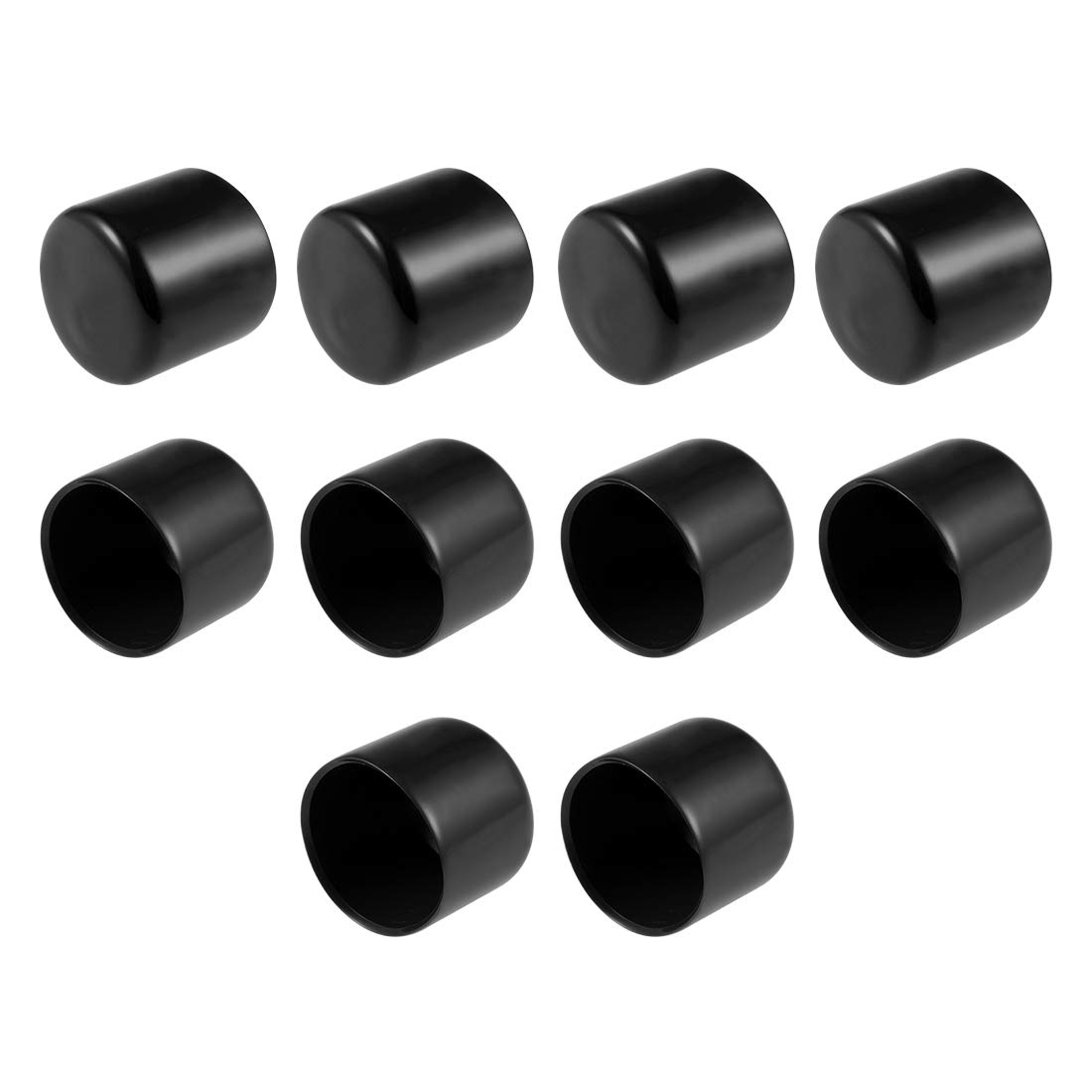 sourcing map 10pcs Rubber End Caps 33mm ID Vinyl Round End Cap Cover Screw Thread Protectors Black — image 1