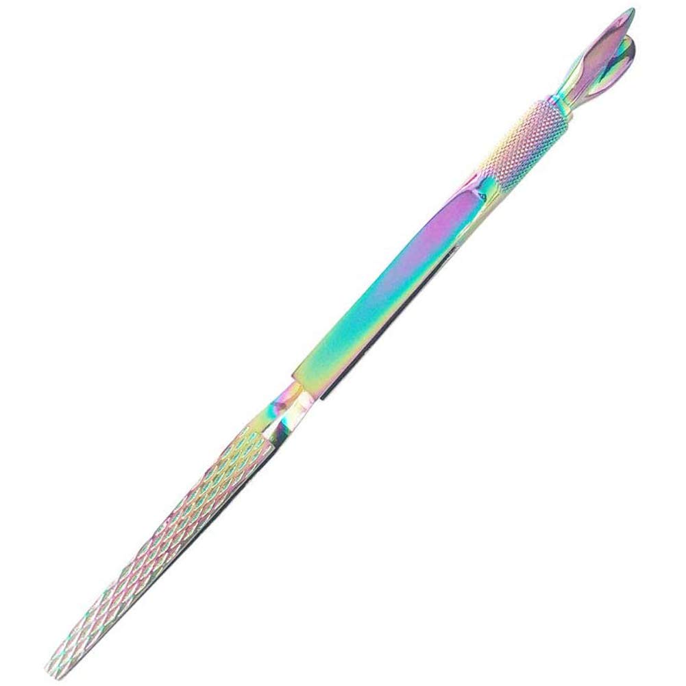 Ainkou Stainless Steel Nail Pincher Multi-Function Nail Pinching Tool Nail Art Clips C-Curve Pincher Cuticle Cutter Pusher False Nail Shaping Tweezers Manicure Gel Nail Acrylic Remover - Rainbow