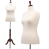 Bonnlo Female Dress Form Size 10-12, Adjustable Height Torso Body with Upgraded Tripod Stand, Medium Size Mannequin for Sewing and Display (10-12, Cream1)