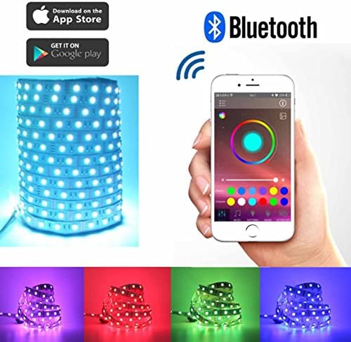 Toogod Smart RGB LED Strip Light Kit,Bluetooth Smartphone App Controlled with iPhone Android,Sync with Music,Party KTV light,16.5ft Strip +Controller + Power Adapter for Indoor Decoration
