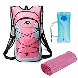 Yesing Hydration Backpack With Water Bladder(70 Oz/2L) Cooling Towel 3 in 1,Thermal Insulation Pack Keeps Liquid Cool up to 4 H,for Cycling,Climbing,Hiking&Camping,Skiing by (Pink)