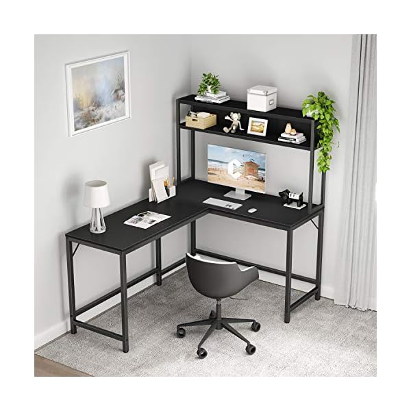 CubiCubi LShaped Desk with Hutch,59" Corner Computer Desk,Home Office