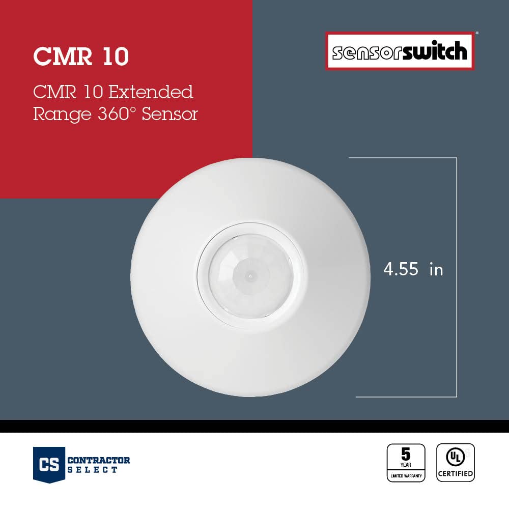 Sensor Switch CMR 10 Contractor Select Extended Range Passive Infrared Ceiling Mount Occupancy Sensor, White