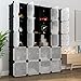 LANGRIA 20 Storage Cube Organizer Wardrobe Modular Closet Plastic Cabinet, Cubby Shelving Storage Drawer Unit, DIY Modular Bookcase Closet System with Doors for Clothes, Shoes, Toys Black and White
