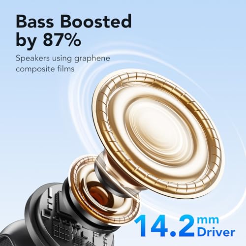 Wireless Earbuds, Bluetooth 5.4 Headphones, HiFi Stereo with 4 ENC Noise Cancellation in-Ear Bluetooth Earbuds, 50H Playback, LED Display, Touch Control, IPX7 Waterproof Ear Buds, White