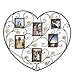 Adeco PF0598 Decorative Black Iron Heart-Shape Picture Frame Collage with Scroll and Burlap Flower Design, 6 Openings, 4x6, 4x4