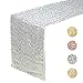 Sequin Table Runners Silver- 12 X 108 Inch Glitter Silver Table Runner-Silver Party Supplies Fabric Decorations for Holiday Wedding Birthday