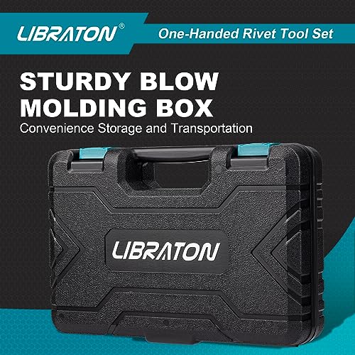 LIBRATON Professional Rivet Pliers, Manual Rivet Pliers, Blind Rivet Pliers, Pop Rivet Gun with 4 Types of HSS Drills and 200 Pieces Rivets 2.4mm 3.2mm 4.8mm