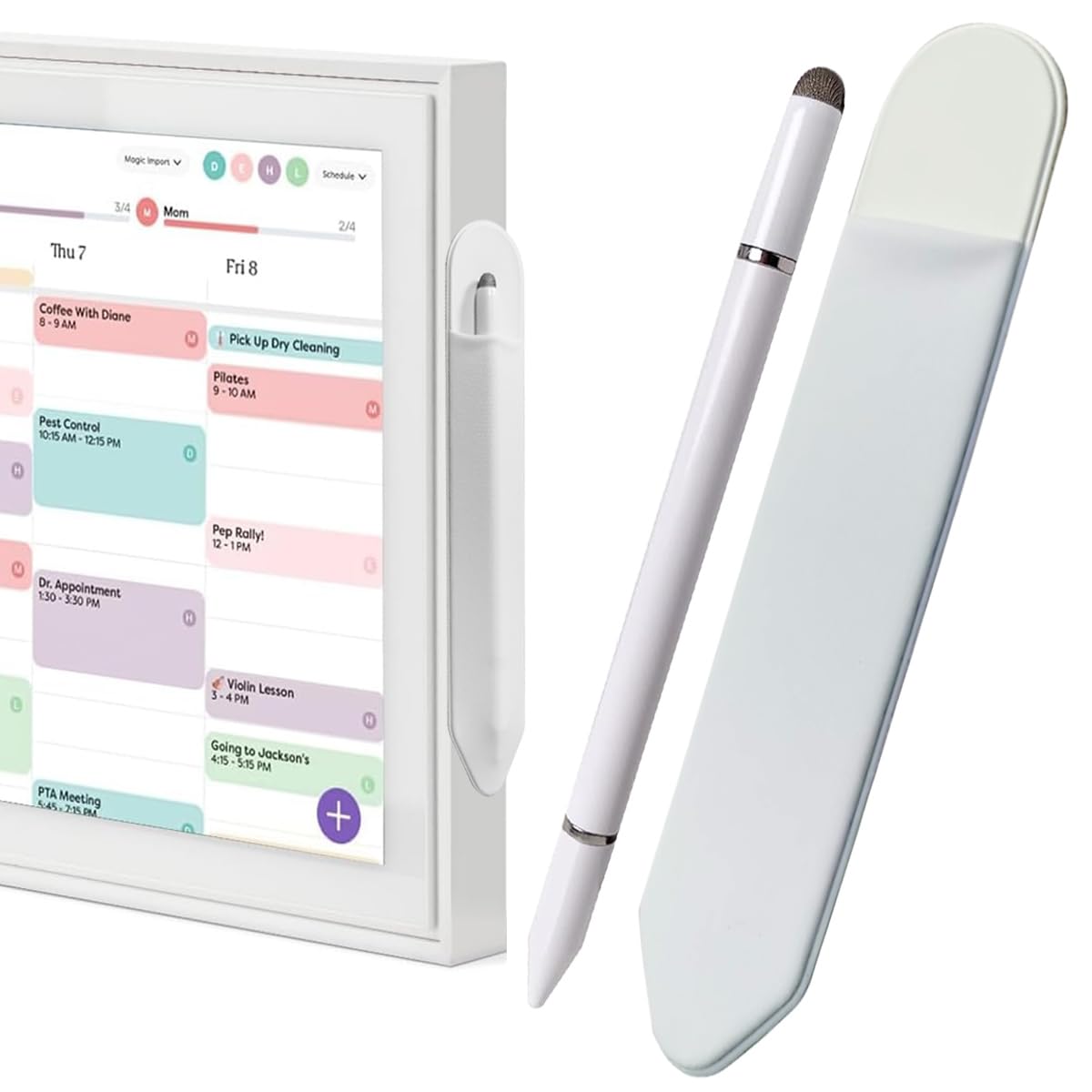 Photo 1 of ***CASING DIRTY*** Stylus Pen for Skylight Calendar 3-in-1 Tri-Tip, No Battery Needed, Accessories for Skylight Calendar with Case, Fine Point for Writing & Drawing (White)