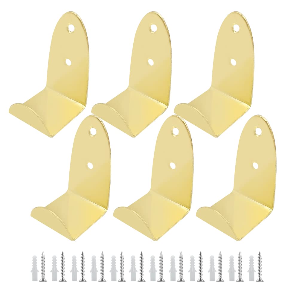 ONEBO Wall Hooks Heavy Duty-6 Pcs U Heavy Duty Wall Flat Hooks,Gold Picture Hangers,for Hanging Picture, Mirror, Canvas, Clothe(with 12 Screws + 12 Expansion Screws)