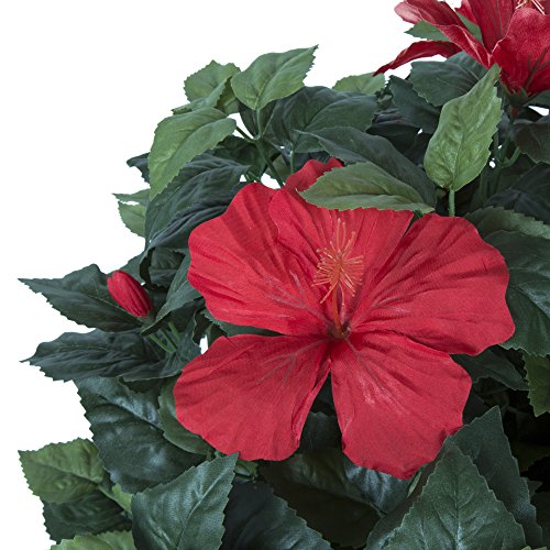 Artificial Hibiscus Plant 48Inch Fake Tree with UVResistant Leaves