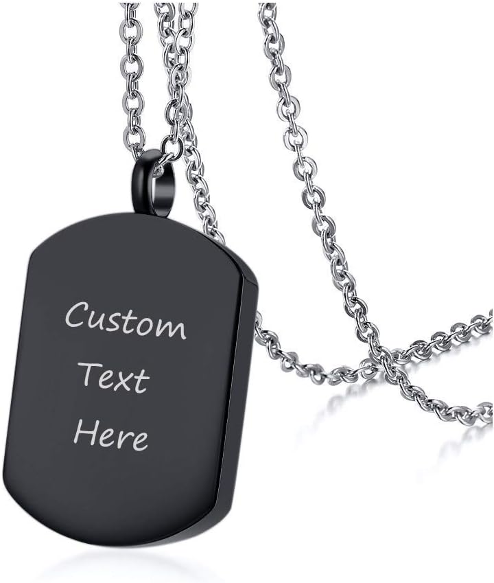 XUANPAI Free Custom Engraving Stainless Steel Keepsakes Cremation Urn Necklace for Ashes Dog Tag Pendant
