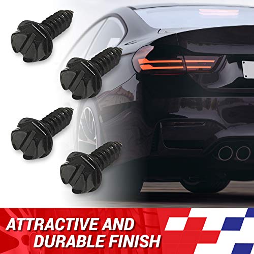 Black License Plate Screws Kit Set of 8 Fasteners For Front and Back