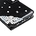 S7 Edge Case (Not for S7 Non-Edge),Mavis's Diary 3D Handmade Wallet Flip Cover PU Leather Bling Shiny Diamond Pearls Wooden Love Heart with Cute Balls Tower Pendant for Samsung Galaxy S7 Edge (Black)