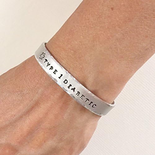 Type 1 Diabetic Medical Alert Hand Stamped Cuff Bracelet