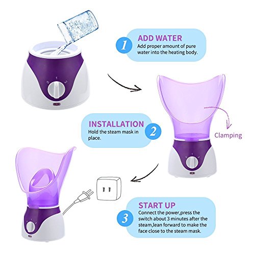 Lightton Hot Face Facial Steamer Home Spa Moisturizing Skin Care Pores Cleanse with Timer and Extract Acne Blackheads,2 Switch and 50 Milliliter Water Tank - Thumbnail 4