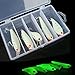 OriGlam 5Pcs Night Fishing Lure Bait Kit, Noctilucent Luminous VIB Popper Crank Minnow Pencil, Hard Bait Night Glow Artificial Lures, Sea Fishing Hard Baits Treble Hook Lure