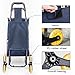 LUCKUP Folding Shopping Cart, Stair Climbing Cart Grocery Laundry Utility Cart with Wheel Bearings Stainless Steel Frame (37“x16”x14