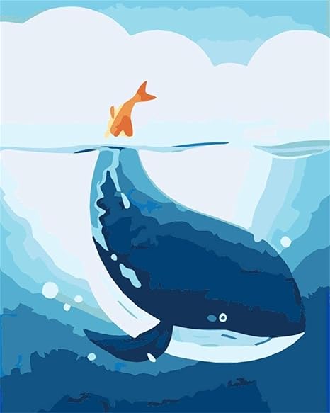 Amazon Co Jp 大人のための数字によるペイントクジラ動物diyキャンバス大人のための数字によるオイルペイント大人のための数字によるアクリル 絵の具家の装飾のための初心者の絵画アート40x50cmフレームレス ホーム キッチン