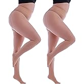 LUSHLEGS 2 Pairs Plus Size Sheer Tights - Ultra-Soft, Stretchy & Durable (Skin Color)(Fits US 16-24)