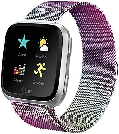 Erisi Smart Watch Straps Milanese Bands Stainless Steel Loop for Women Men Metal Bracelet with Magnetic Closure Compatible with Fitbit Versa Watch (Watch NOT Included) (Colorful)