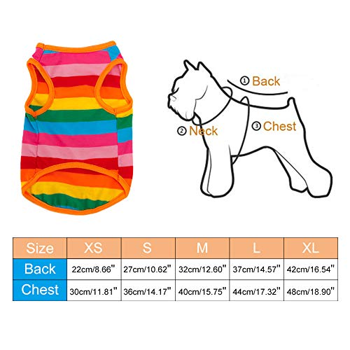 Ztl Rainbow Stripe Dog Shirts Pet T-Shirt Cotton Vest Puppy Apparel Dog Cat Clothes