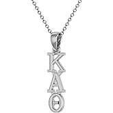 King Greek Kappa Alpha Theta Vertical Sterling Silver Necklace with 18" Silver Chain – Greek Jewelry Piece for Sorority Members – Beautiful Sterling Silver Pendant