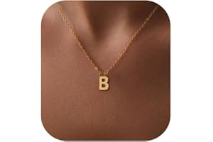 Fwlisesa Initial Necklaces for Women, 14k Gold Plated Dainty Gold Letter Necklace Tiny Initial Pendant Necklace Cute Letter Name Choker Necklaces for Women Simple Gold Jewelry for Women Gifts