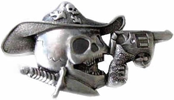 LFA Men's Pirate Skull With Gun And Dagger Belt Buckle