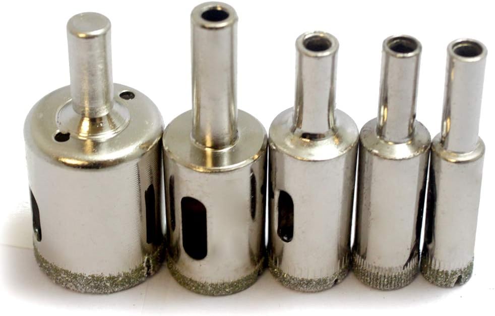 Diamond Drill Bit Coated Grit Hole Saw Set for Tile Granite Glass, 3/8 to 1 Inch, 5 Pieces