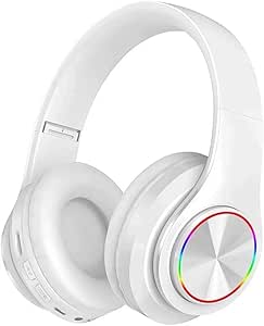 CIC Fones de ouvido Dobrável Bluetooth com Led do Brilho de 7 Cores Over  Ear em Estéreo Sem Fio Cartão TF Portátil com Microfone para IOS Android PC  TV, Branco | Amazon.com.br