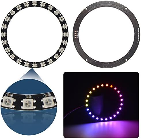 Yaqing Lighting WS2812B LED Ring 5050 Built-in RGB Driver For Arduino Integrated LED Lighting Ring DC5V (24 Pixels Ring)