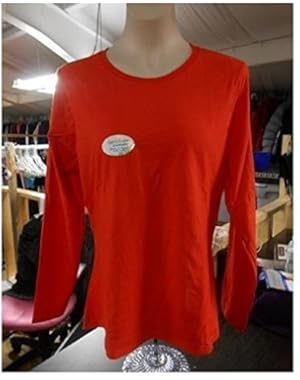 Women's Long Sleeve Crew Neck Basic Tee, Orange, Small Hanes