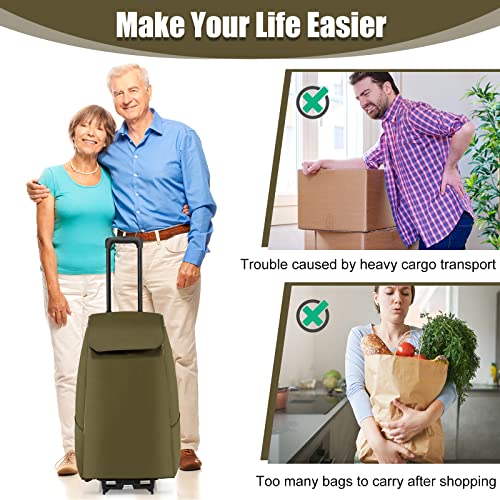 Goplus Foldable Shopping Cart, HeavyDuty Utility Grocery Cart with