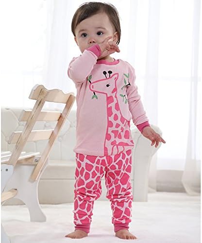 Little Girls Pajamas Sets Toddler Christmas PJS 100% Cotton Long Sleeve Giraffe Sleepwear Size 2-7