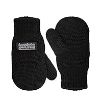 Sanremo Fashions Boys Knitted Fleece Lined Mittens Black,Black,3-6 Years