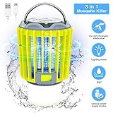 Elfeland Electric Bug Zapper Camping Lantern Flashlight Portable Outdoor Tent Light IP67 Waterproof USB Rechargeable LED Night Light 4 Lighting Modes for Indoor and Outdoor
