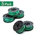 FutureWay String Trimmer Replacement Spool Line 0.08 GH1100 GH1000 GH2000, Dual Line Weed Trimmer Spool 30ft Compatible with Black Decker DF-080, Cordless Trimmer Edger Replacement (5 PCS)