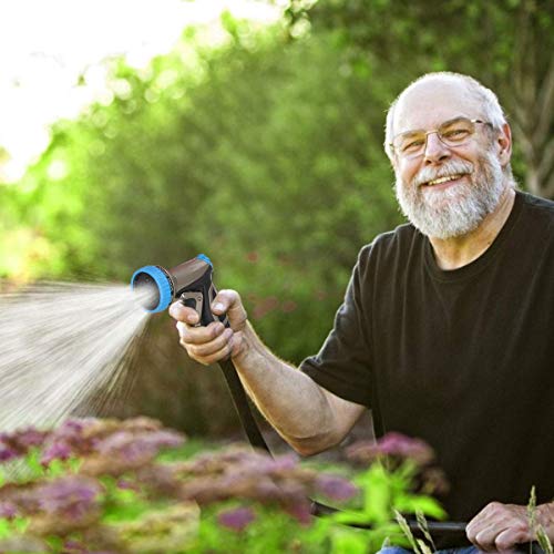 Dr. Prepare Garden Hose Nozzle, EForces Heavy-Duty Garden Hose Nozzle with 100% Metal Body, 9 Spray Patterns, and Flow Control Knob for Watering Plants, Cleaning, Car Wash, and Bathing Pets - Thumbnail 4