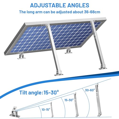 Royouzi Aluminium Roof Solar Panel Mount 15-30° Adjustable Aluminium Roof Rack 36cm - 70cm Suitable for Boats, RVs, Roof Systems Independent of the Grid (2)