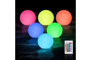 WHATOOK Floating Pool Lights for Swimming Pool: 6 Pack 16 Color with Remote Control IP68 Waterproof Led Ball Lights,Glow Orb Hot Tub Kids Pond Night Lights for Pool,Lawn,Beach,Party Decor
