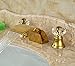 Rozin Luxury Gold Finish Waterfall Bathroom Sink Faucet Two Crystal Knobs Widespread Mixer Tap