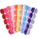 eBoot 60 Pieces 2.5 Inches Chiffon Fabric Flowers Shabby Chic Fabric Roses Frayed Trim Tulle Flower for DIY Bridal Accessory, 12 Colors