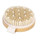 Dry / Wet Bath Body Brush by JANRELY- Natural Boar's Bristle Massage for Better Exfoliation - Remove Dead Skin Cells While Reducing Cellulite & Toxins