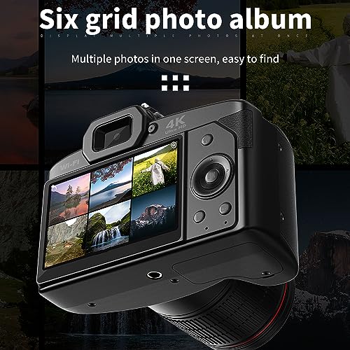 Digital Camera, 4K 64MP 16X Digital Zoom HD Vlogging Camera, 3 Inch Color Display, 4800mAh Large Battery, for Teens Adult Beginner Boys Girls Seniors